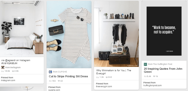 minimalist pinterest board